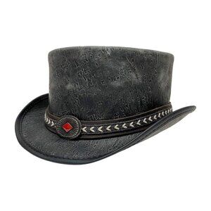 American Hat Makers XXL Asphalt Grey‎ Leather Western Cowboy Festival Top Hat